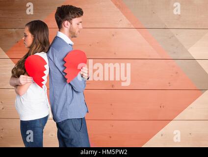 Deprimiert paar mit gebrochenem Herzen Stockfoto