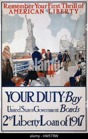 AMERICAN LIBERTY BONDS Plakat 1917. Stockfoto