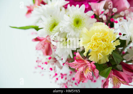 Blumenstrauß auf weißem Hintergrund Stockfoto
