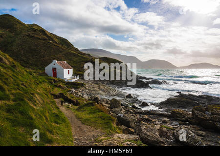 Knockuskey Cottage, Niarbyl, Insel Man. Stockfoto