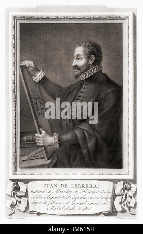 Juan de Herrera, 1530 – 1597.  Spanischer Architekt, Mathematiker und Geometer.  Nach einer Radierung in Retratos de Los Españoles Ilustres veröffentlicht Madrid, 1791 Stockfoto