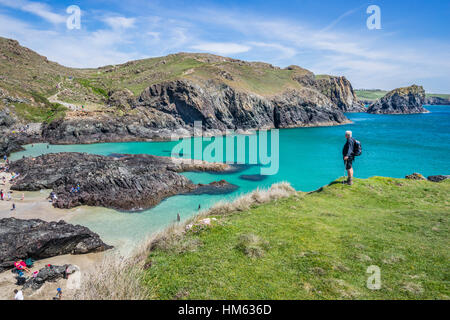 Großbritannien, Südwest-England, Cornwall, Lizard Halbinsel, Sommer Vacacioners Kynance Cove Stockfoto