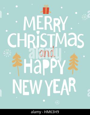 Christmas Greeting Card Frohe Weihnachten und frohes neues Jahr-Schriftzug. Stock Vektor