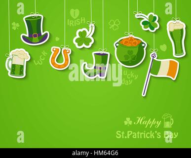 Plakat, Banner oder Hintergrund für Happy St Patricks Day, Vektor-Illustration. Stock Vektor