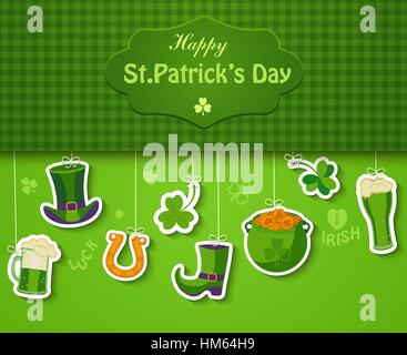 Plakat, Banner oder Hintergrund für Happy St Patricks Day, Vektor-Illustration. Stock Vektor