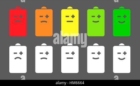 Batterie-Ebene Smiley-Symbole Stock Vektor