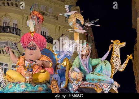 Zahlen, aus denen die Szenen in der Fallas-Feier, Valencia 2016 Spanien Stockfoto