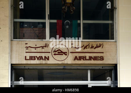 Libyan Arab Airlines Airline Büro Symbol Emblem Transport Airline arabische Libyen Logo Schriftzug Mark Zeichen zuordnen damit verbundenen RM-Welt Stockfoto