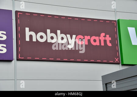 Hobbycraft Kunsthandwerk Lieferanten Shop, Staples Ecke Retail Park, London, UK Stockfoto