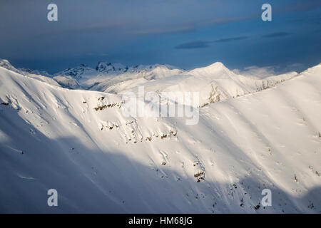 Aerial Winter Blick auf Esplanade Range; Teilbereich der Selkirk Range; Britisch-Kolumbien; Kanada Stockfoto