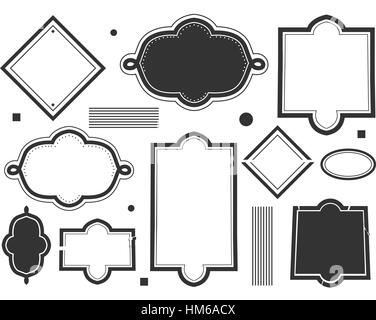 Schwarz / weiß Schablone Abbildung mit leeren Etiketten Stockfoto