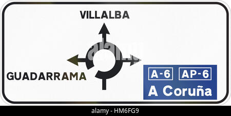 Straßenschild in Spanien - Wegweiser verwendet. Stockfoto