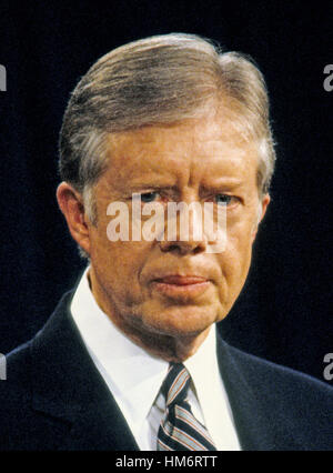 US-Präsident Jimmy Carter hält eine Pressekonferenz im Weißen Haus in Washington, DC auf 13. Februar 1980. Stockfoto