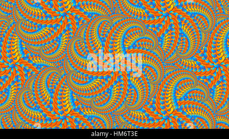 Fraktale Kunst Hintergrund gemacht von blau und Orange Yin-Yang-Symbole Stockfoto