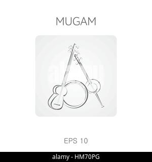 Mugam Musikinstrumente. Mugam - folk musikalischen Kompositionen aus Aserbaidschan. Mugham. Stock Vektor