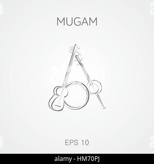 Mugam Musikinstrumente. Mugam - folk musikalischen Kompositionen aus Aserbaidschan. Mugham. Stock Vektor