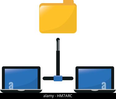 Freigegebene Dokumente Rechenzentrum verbunden, Vektor-illustration Stock Vektor