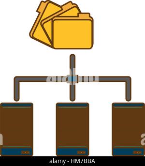 archivierte Freigabeordner Rechenzentrum verbunden, Vektor-illustration Stock Vektor
