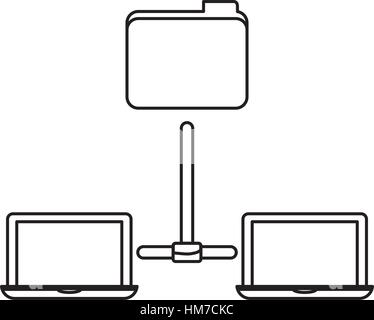 Abbildung freigegebene Dokumente Rechenzentrum verbunden, Vektor-illustration Stock Vektor