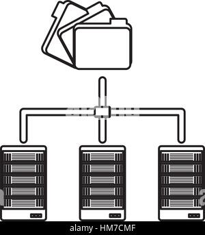 Abbildung archivierte Freigabeordner Rechenzentrum verbunden, Vektor-illustration Stock Vektor