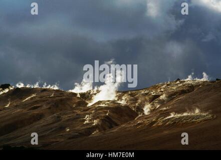 Solfatara Feld in den Ebenen von Namaskard, Island. Stockfoto