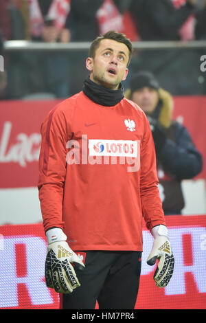 WROCLAW, Polen - 14. November 2016: Freundliche Fußballspiel Polen - Slowenien 1:1. Torwart Lukasz Fabianski vor Spiel. Stockfoto