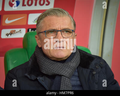 WROCLAW, Polen - 14. November 2016: Freundliche Fußballspiel Polen - Slowenien 1:1. Trainer von Polen Adam Nawalka. Stockfoto