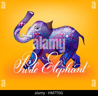 Purle Elefant dekorative 3d Vektor-illustration Stock Vektor