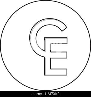 monochrome Kontur mit Währungssymbol der Europäischen Währungseinheit im Kreis-Vektor-illustration Stock Vektor