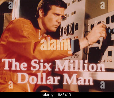 DIE SIX MILLION DOLLAR MAN ABC/Universal TV-Serie mit Lee Majors. Vorspann von 1974-1978-Produktion. Stockfoto