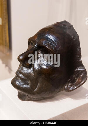 Leben-Maske von Präsident Abraham Lincoln, Form von Leonard Wells Volk im Jahre 1860; Bronzeguss von Augustus Saint-Gaudens im Jahre 1886. Stockfoto