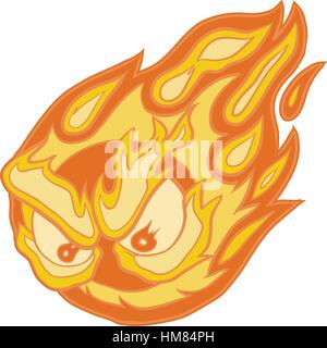 Vektor Clip Art Cartoon-Illustration ein Feuerball-Maskottchen mit zornigen Augen. Stock Vektor