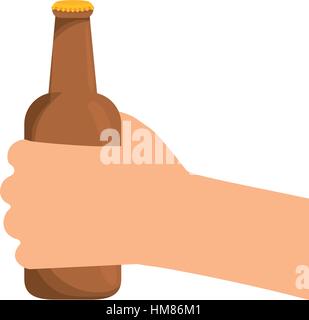 Flaschen Bier in der Hand-Icon-Design, Vektor-illustration Stock Vektor