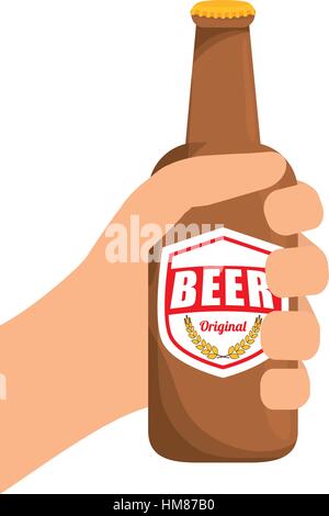Flaschen Bier in der Hand-Icon-Design, Vektor-illustration Stock Vektor
