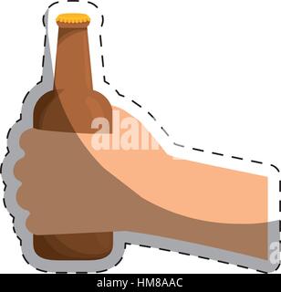 Flaschen Bier in der Hand-Icon-Design, Vektor-illustration Stock Vektor