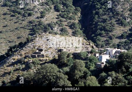 Das Dorf Rousapidia, Bezirk Lassithi, Kreta, Griechenland. Stockfoto