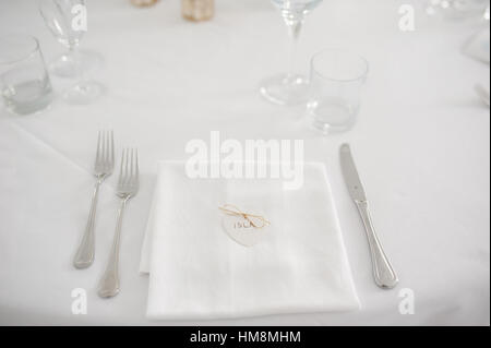 Tisch legen Sie Dekoration für Hochzeit oder Event-party Stockfoto