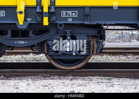 Burgas, Bulgarien - 27. Januar 2017 - Rad - 4-achsige flache Wagen Typ: Res Modell: 072-2 - Transvagon AD Stockfoto