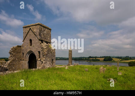 Devenish Island, unteren Lough Erne, Grafschaft Fermanagh, Ulster, Nordirland, Vereinigtes Königreich Stockfoto