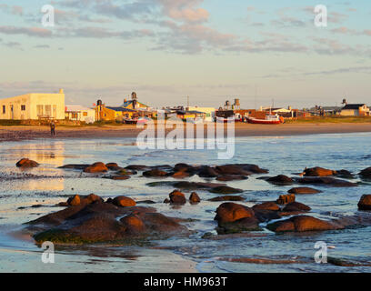 Strand bei Sonnenaufgang, Cabo Polonio, Rocha Abteilung, Uruguay, Südamerika Stockfoto