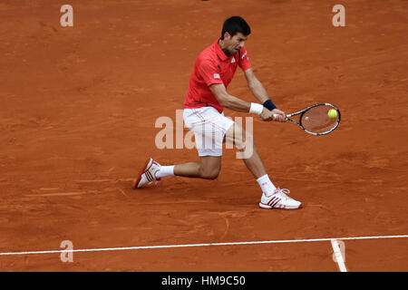 Tennisspieler Novak Dokovic während des Finales der Mutua Madrid Open Tennis-Turnier in der Caja Magica in Madrid, auf Sonntag, 8. Mai 2016. Stockfoto