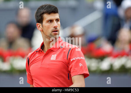 Tennisspieler Novak Dokovic während des Finales der Mutua Madrid Open Tennis-Turnier in der Caja Magica in Madrid, auf Sonntag, 8. Mai 2016. Stockfoto