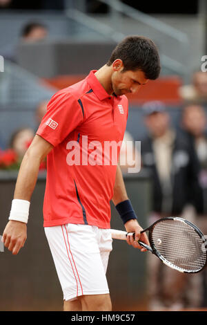 Tennisspieler Novak Dokovic während des Finales der Mutua Madrid Open Tennis-Turnier in der Caja Magica in Madrid, auf Sonntag, 8. Mai 2016. Stockfoto