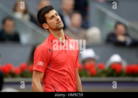 Tennisspieler Novak Dokovic während des Finales der Mutua Madrid Open Tennis-Turnier in der Caja Magica in Madrid, auf Sonntag, 8. Mai 2016. Stockfoto