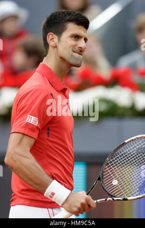 Tennisspieler Novak Dokovic während des Finales der Mutua Madrid Open Tennis-Turnier in der Caja Magica in Madrid, auf Sonntag, 8. Mai 2016. Stockfoto