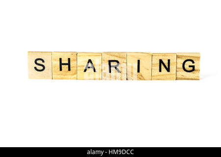 Blöcke mit dem Begriff Wort Sharing ausgeschrieben. Ausschnitt. Stockfoto