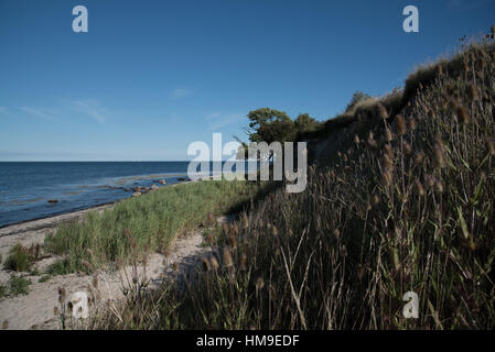 hohen Winkel Schuss von Strand und Steilküste Klippe am Ostsee-Strand auf der Insel Fehmarn, Deutschland Stockfoto