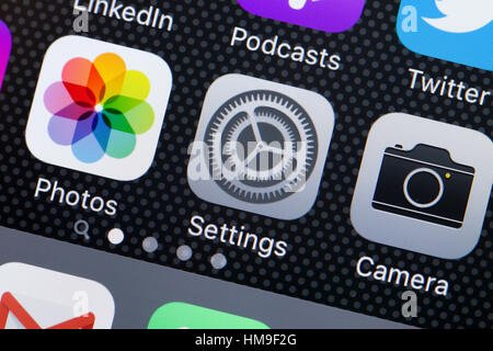 Einstellungen-app-Icon auf dem iPhone Bildschirm - USA Stockfoto