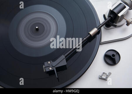 Plattenspieler, Plattenspieler Vinyl Platten Nahaufnahme Stockfoto