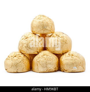 Schokolade in eine Goldfolie papper Stockfoto
